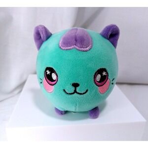 SQUEEZAMALS Cassie Cat, Green and‎ Purple 4" Stuffed Toy